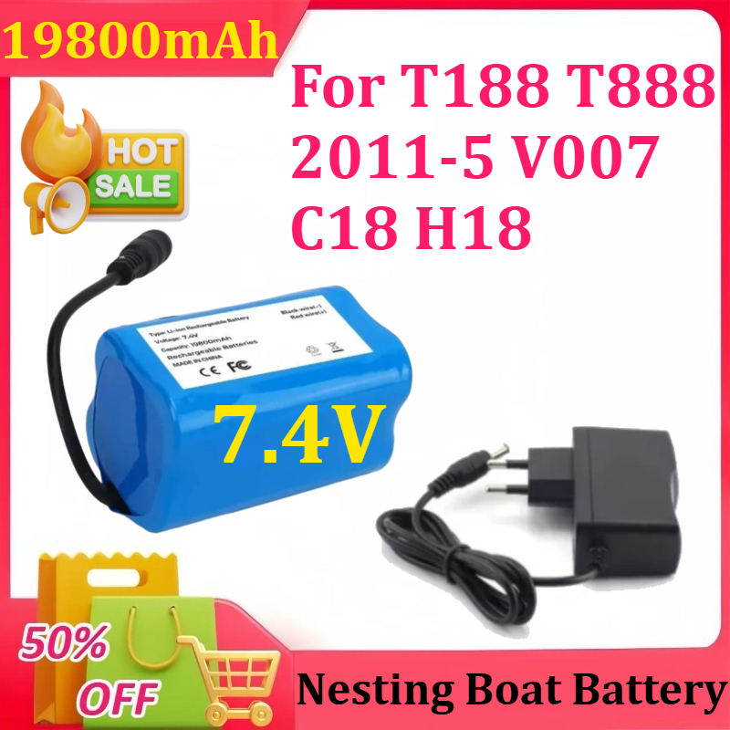 Fish Finder Charger - Batterie 7.4V 19800mAh avec chargeur USB